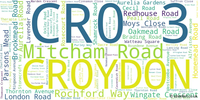 A word cloud for the CR0 3 postcode